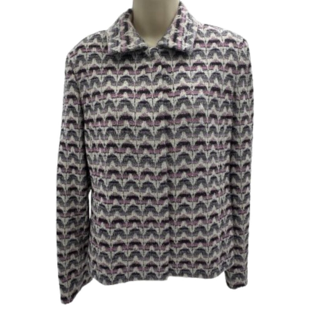 Women's Doncaster Fully Lined Wool Button Down Purple White Pink Blazer - 12